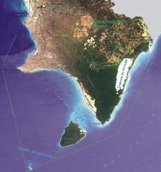 imagen satelital Parque Nacional Jaragua/ Satellite image of Jaragua National Park